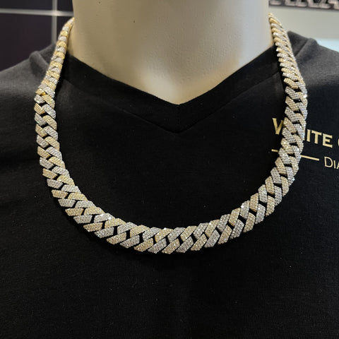 24.00 CT. Diamond Two Tone Cuban Chain in 14KT Gold (12.0mm) - White Carat - USA & Canada