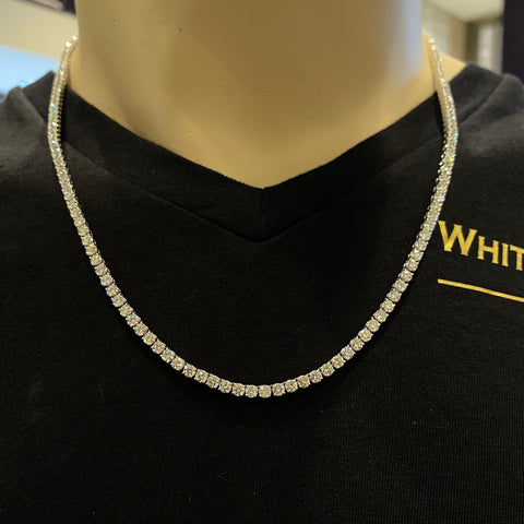 17PT- 19.00 CT. VVS Tennis Necklace in 14K White Gold (4 Prong) - White Carat - USA & Canada