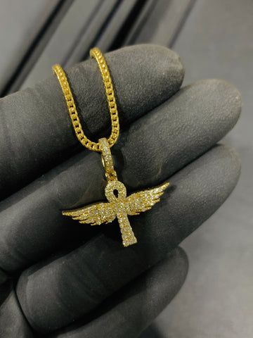 1.00 CT. Diamond Ankh Pendant in 10KT Gold - White Carat Diamonds 