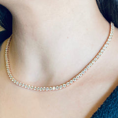 10PT- 15.20 CT. Tennis Necklace in 14K Rose Gold (4 Prong) - White Carat - USA & Canada