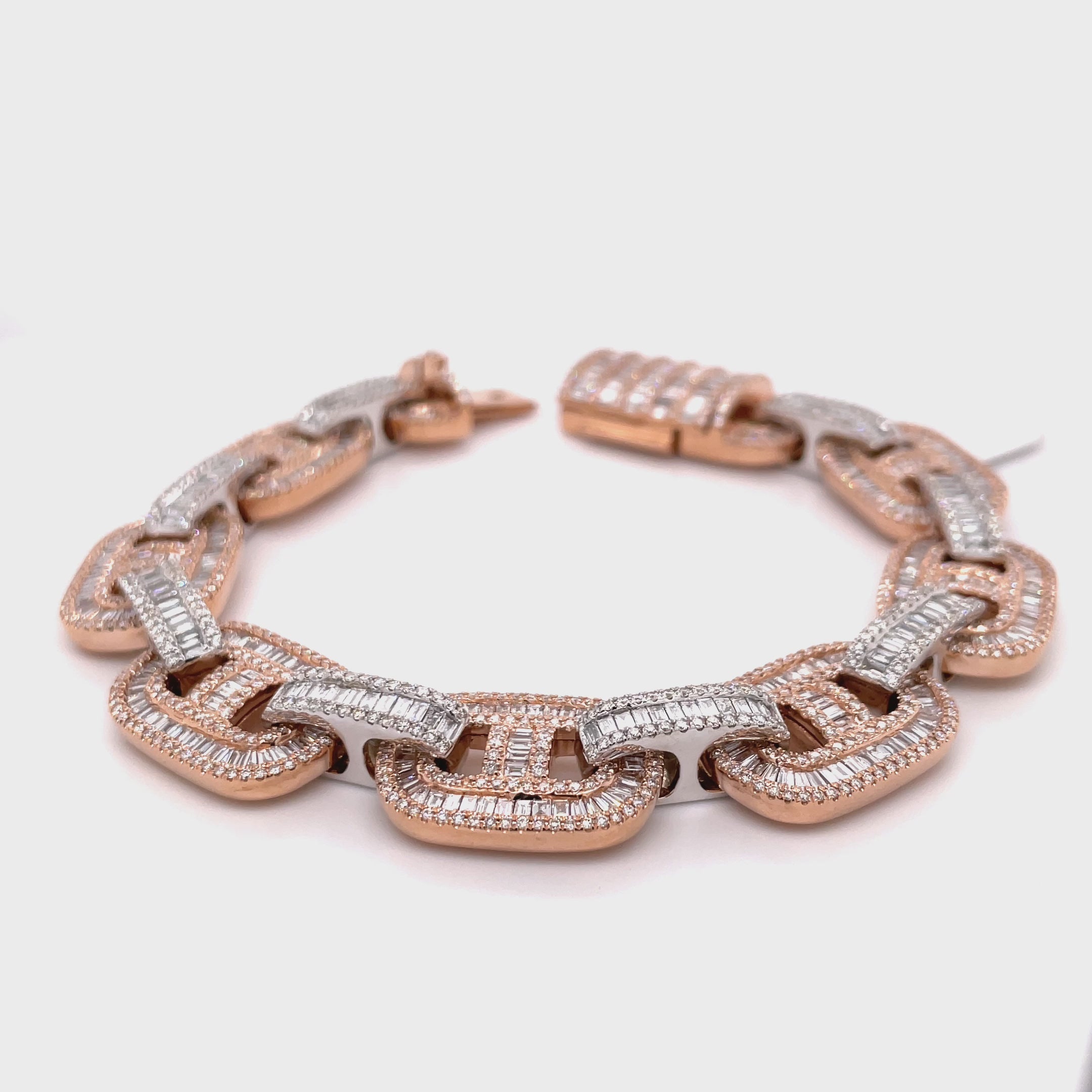 13.80 CT. Diamond Bracelet in Rose and White Gold - 15.50mm