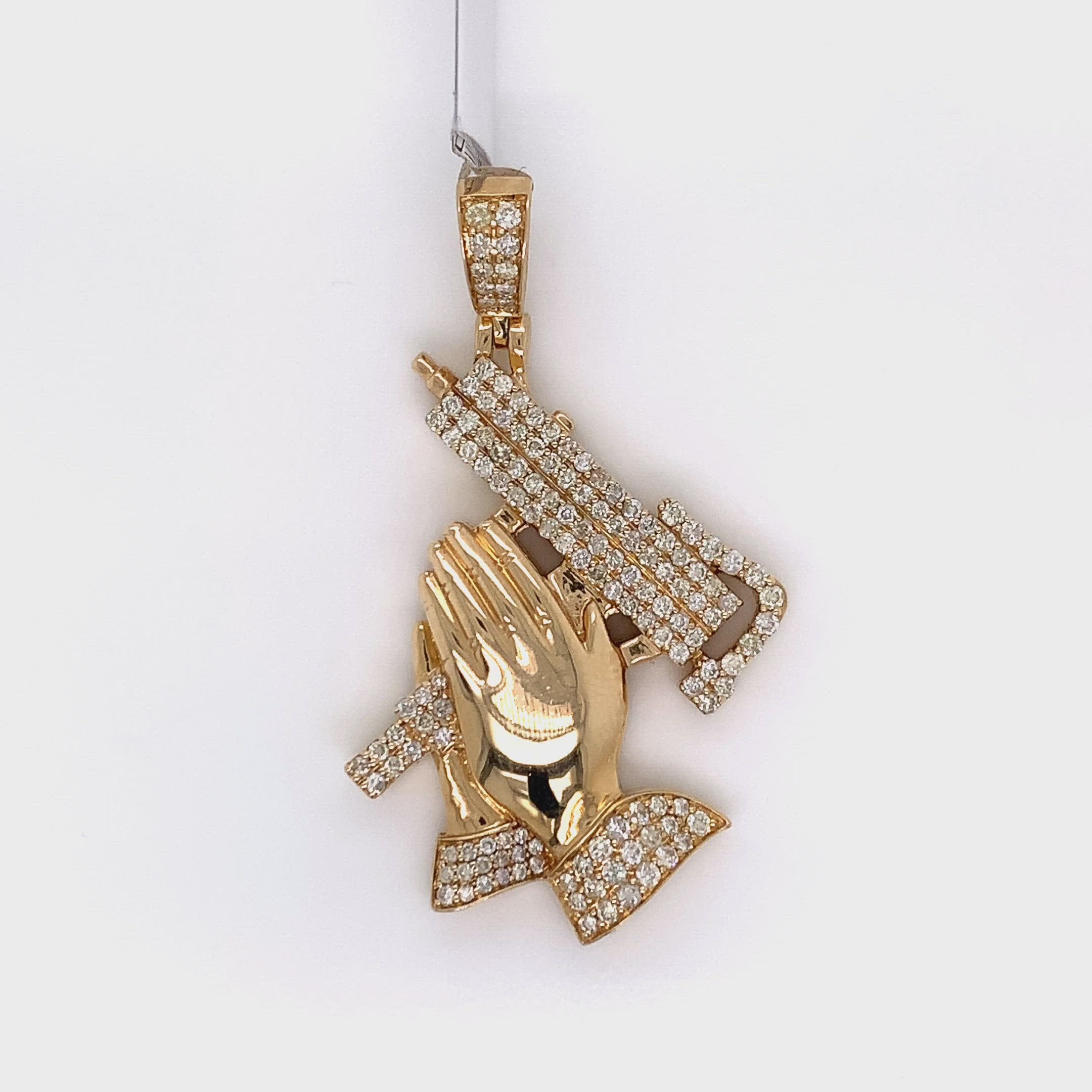 2.00 CT. Prayer Hands with Weapon Diamond Pendant
