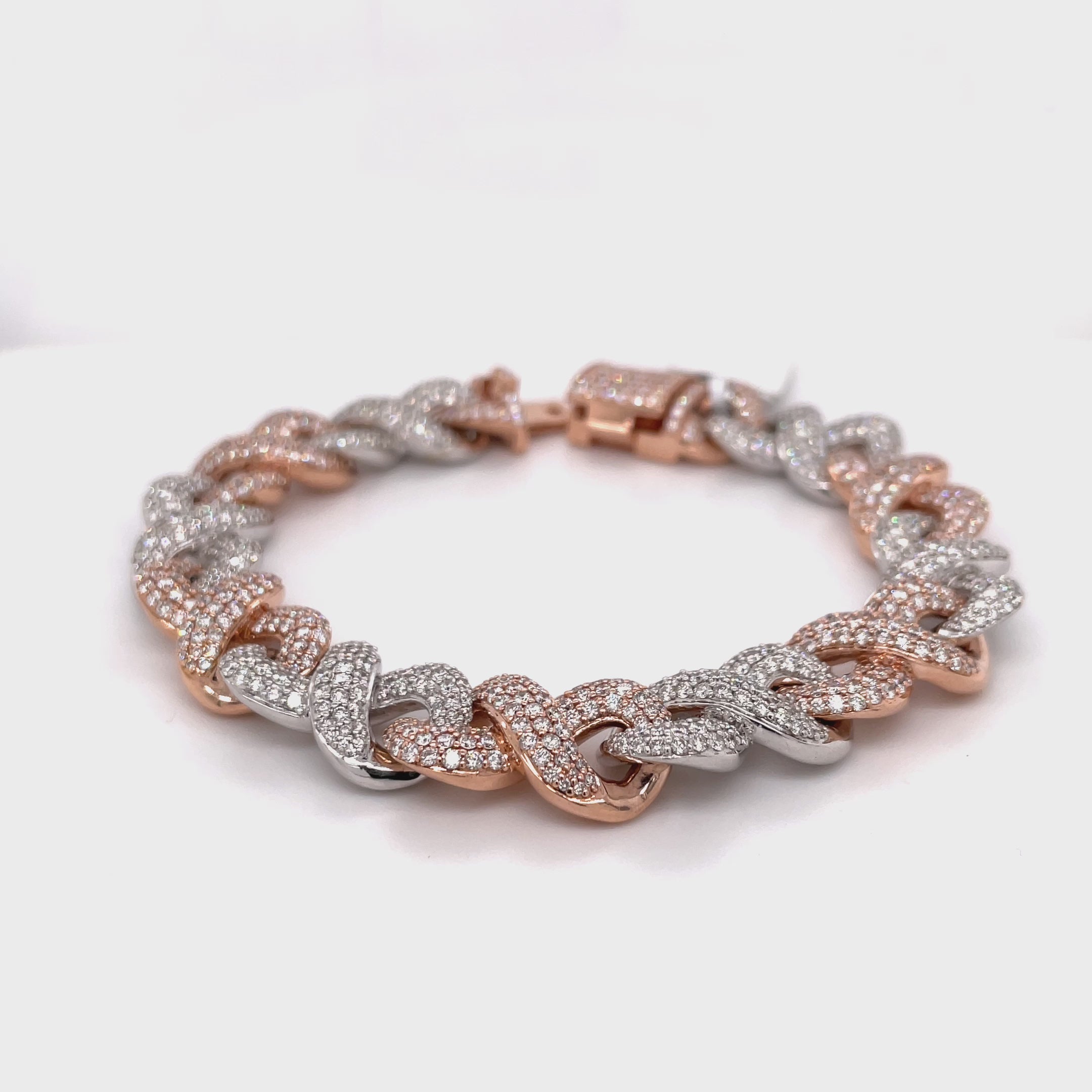11.75 CT. Diamond Bracelet in Rose and White Gold - 13.50mm