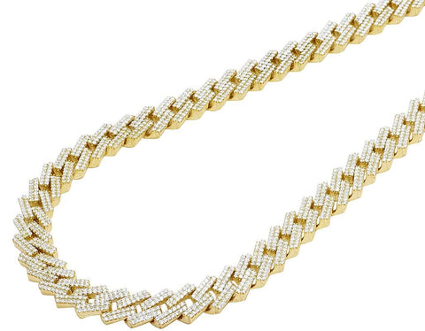 18.50 CT. Diamond Claw Miami Cuban Gold Chain (24 Inches) in 10K - White Carat Diamonds 