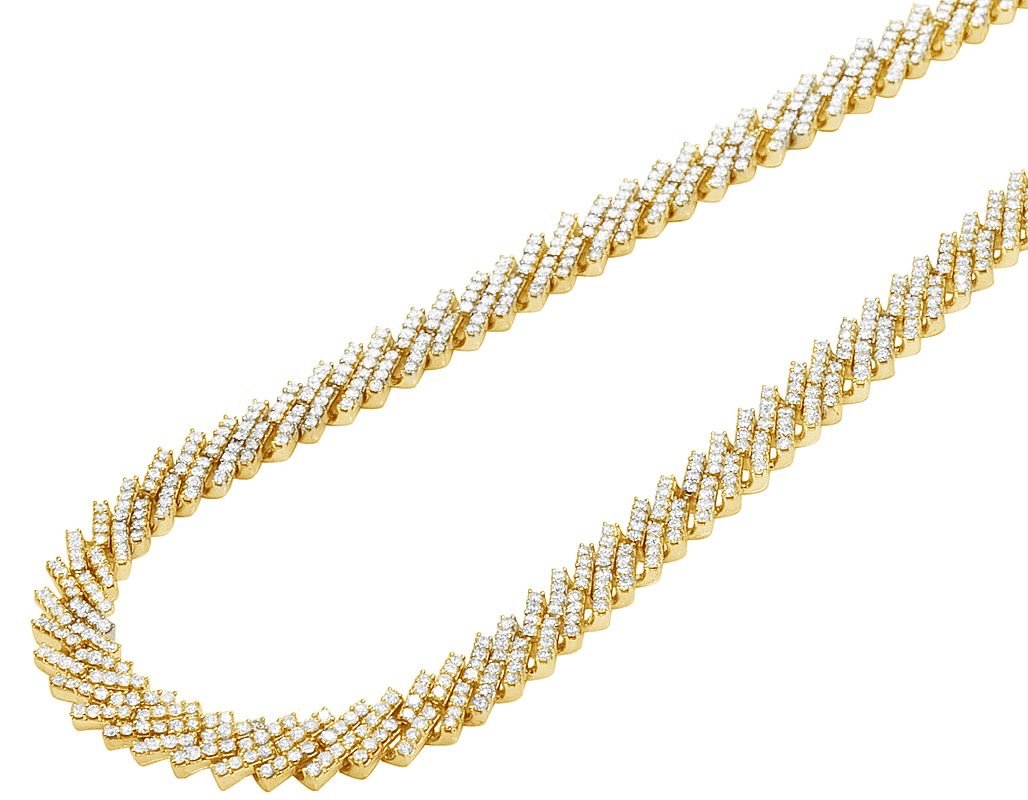 20.00CT. Diamond Claw Cuban Gold Chain (22 Inches) in 10K - White Carat Diamonds 