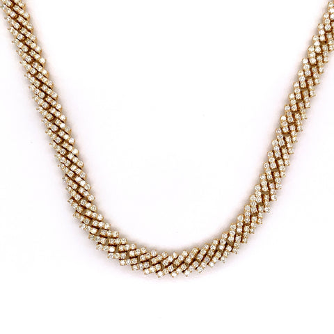 20.00CT. Diamond Claw Cuban Gold Chain (22 Inches) in 10K - White Carat Diamonds 