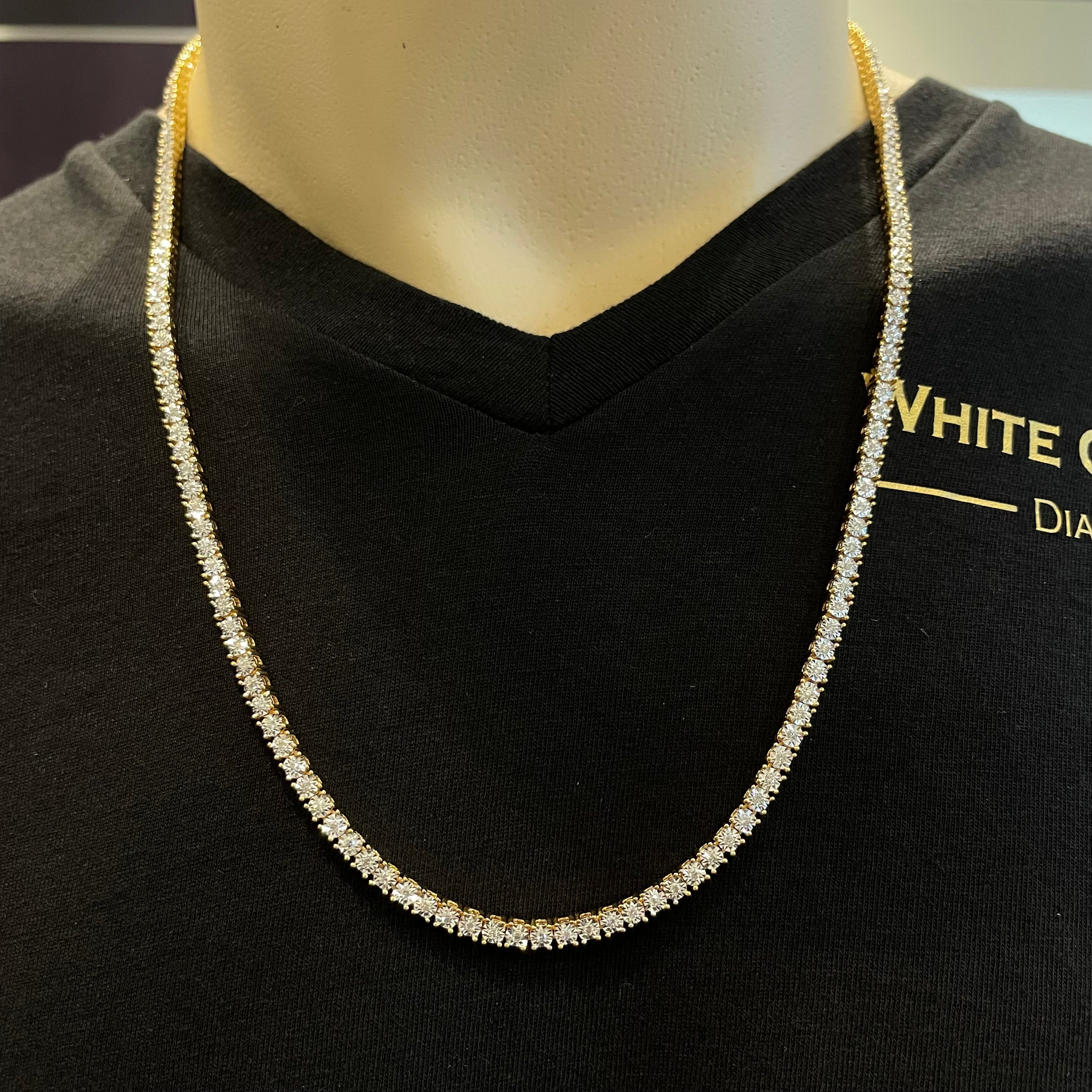 1.96 CT. Tennis Necklace in 10K Yellow Gold (4 Prong) - White Carat - USA & Canada